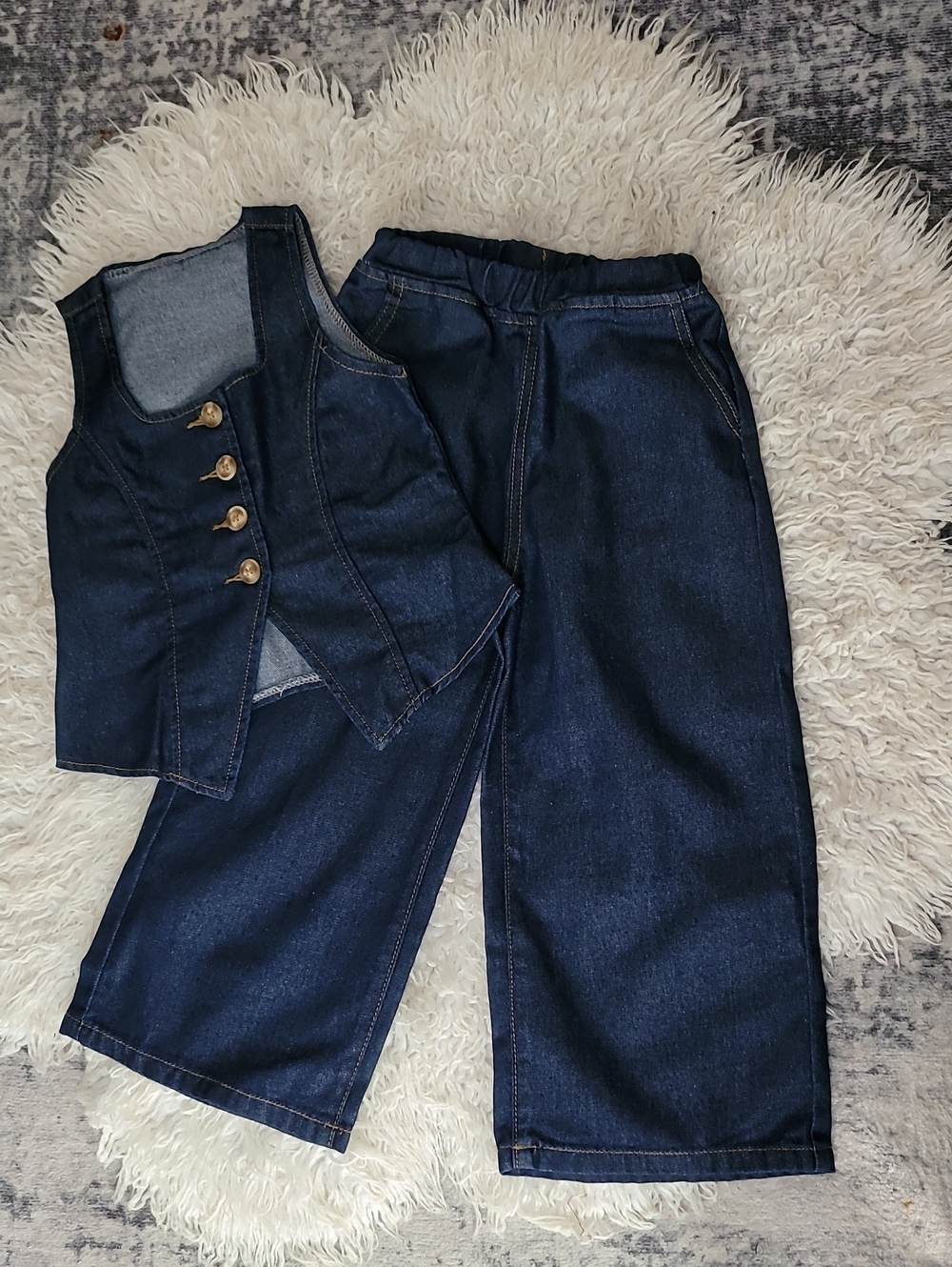 SHEIN Dark Navy Wide-Leg Denim Pants